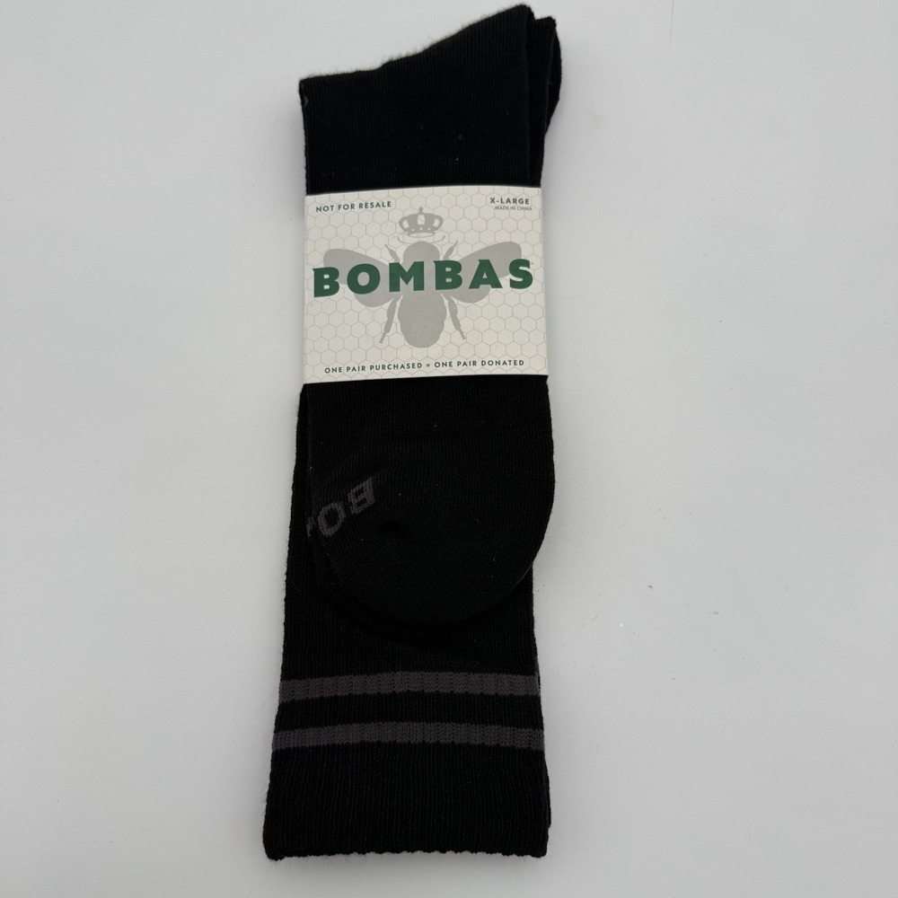 Bombas Socks X-Large Black Gray One Pair Polyester‎ Blend